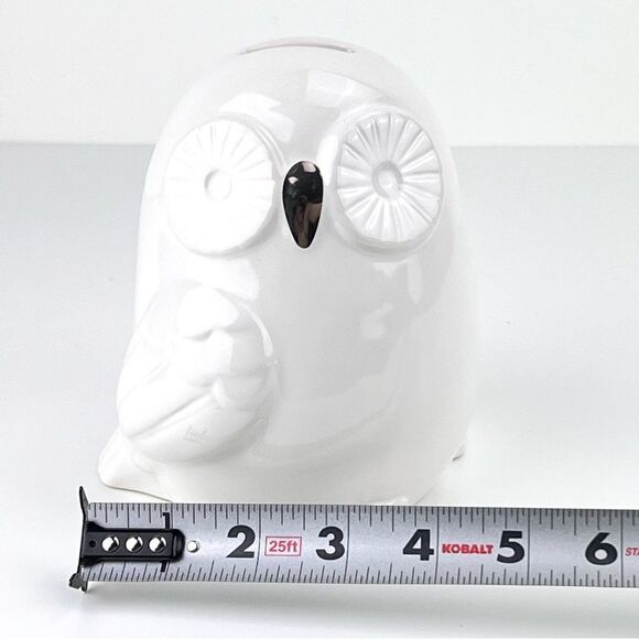 Pottery Barn Kids White Ceramic Owl Adorable Piggybank - Picture 9 of 9